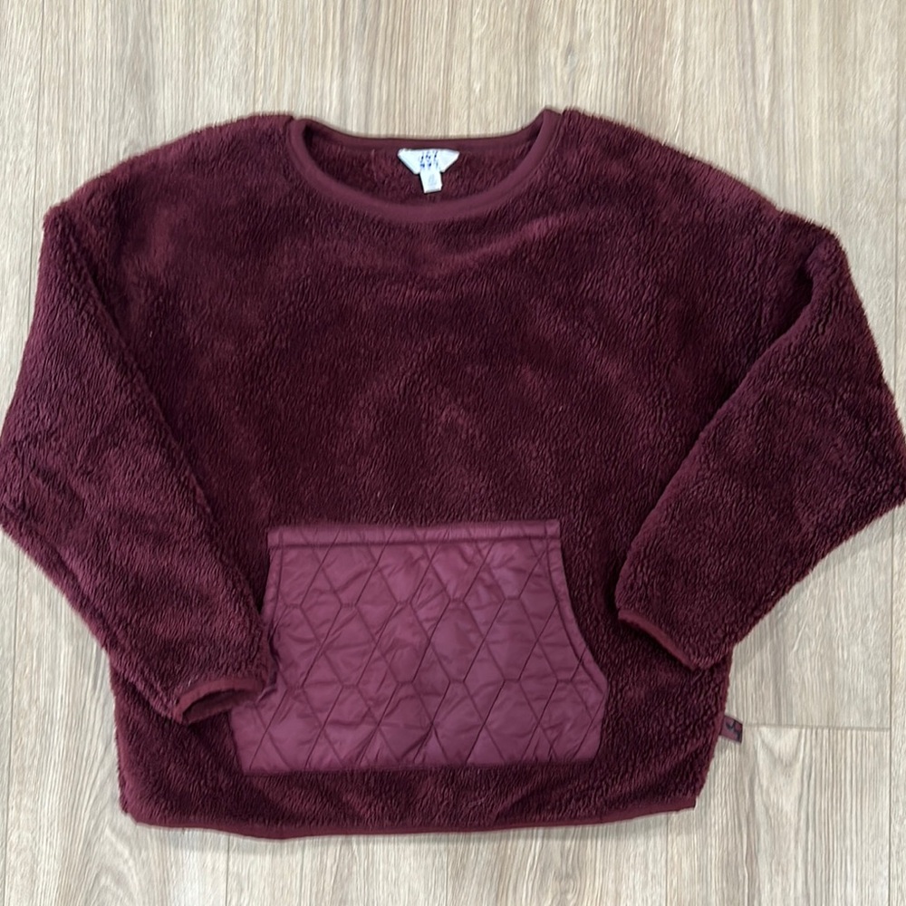 Plush Burgundy Pullover with Quilted Pocket